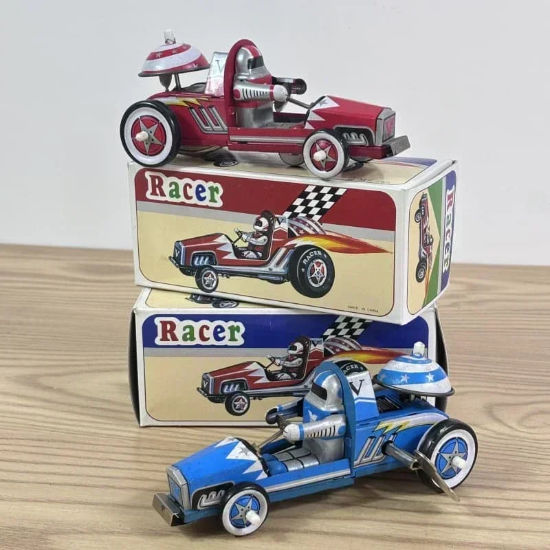Collection Retro Wind Up Toy Metal Tin F1 Racing Racer Sports Car Clockwork Figures Model Vintage Toy Gift