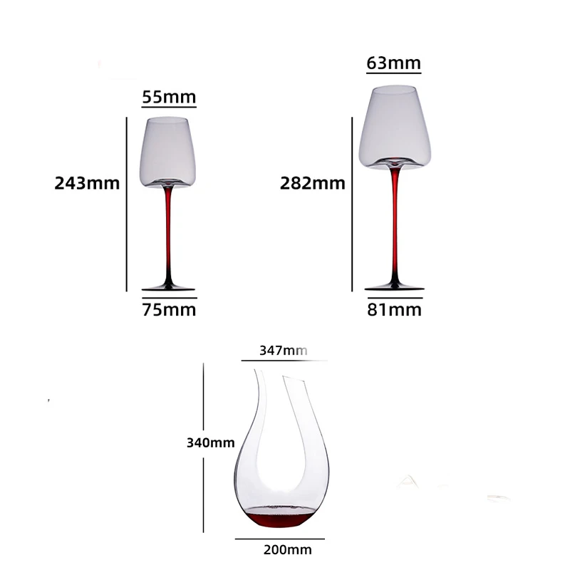 (Logo can engrave) 590ML crystal glass goblet decanter set, household burgundy cup, used for drinking red wine, champagne cup