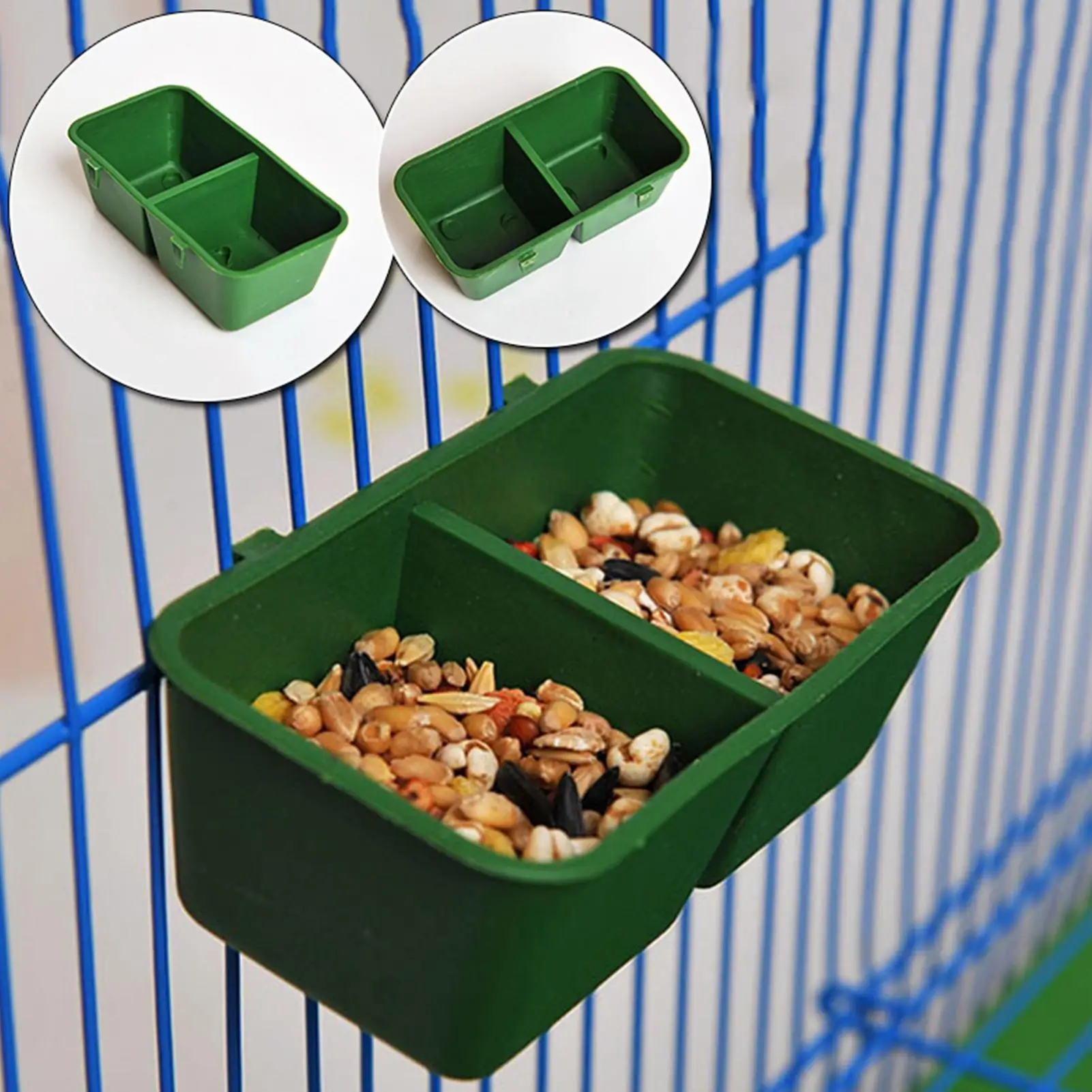 2 In 1 Double Groov Bird Food Bowl Universal Parrot Food And Water Bowl Double Feeding Cup For Cage Food Water Holding