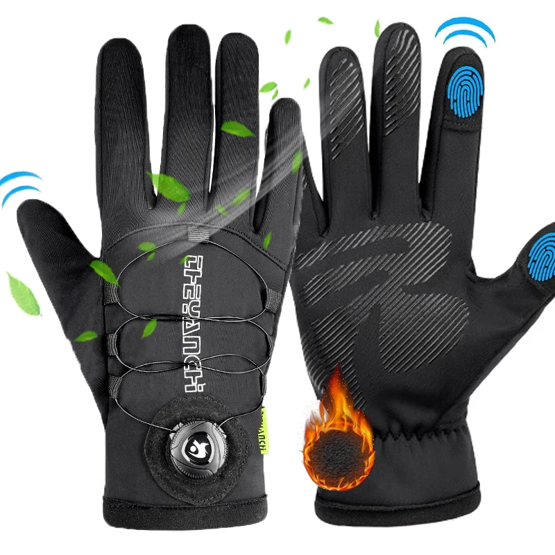 Männer Winter Wasserdichte Radfahren Handschuhe Sport Laufen Motorrad Ski Touchscreen Fleece Handschuhe Nicht-slip Warme Volle Finger