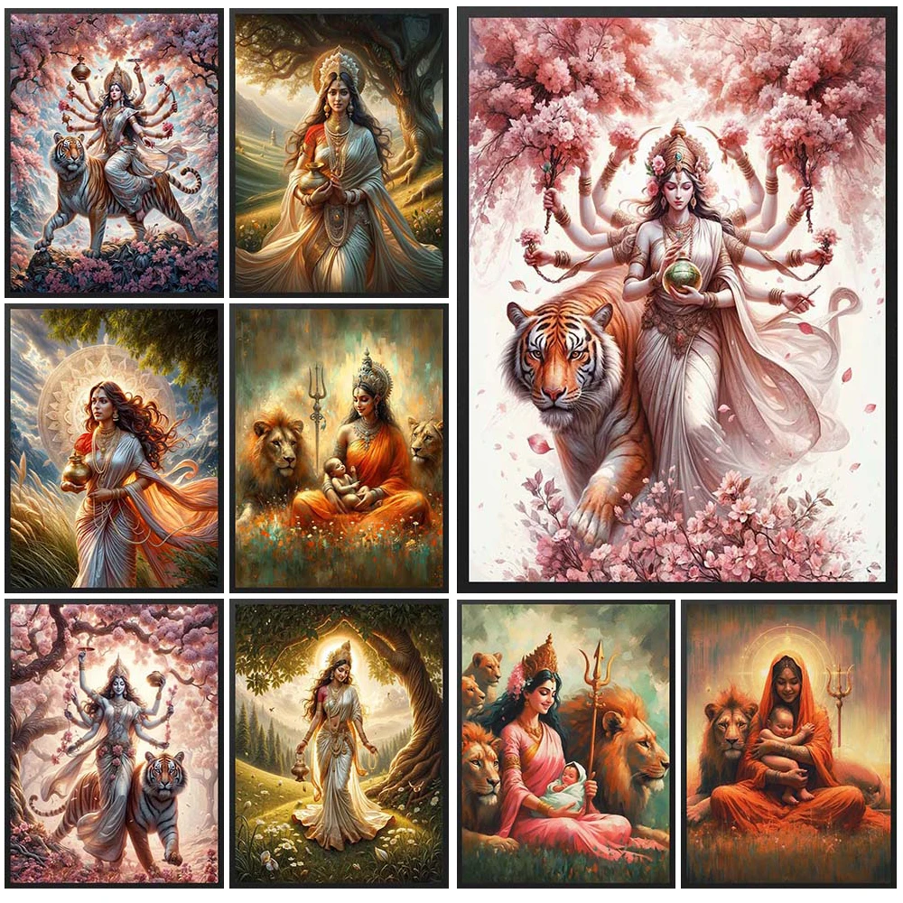 

Vintage Kali Goddess Parvati Religion Mythology Wall Pictures For Living Room Poster Wall Art Canvas Painting Unframed