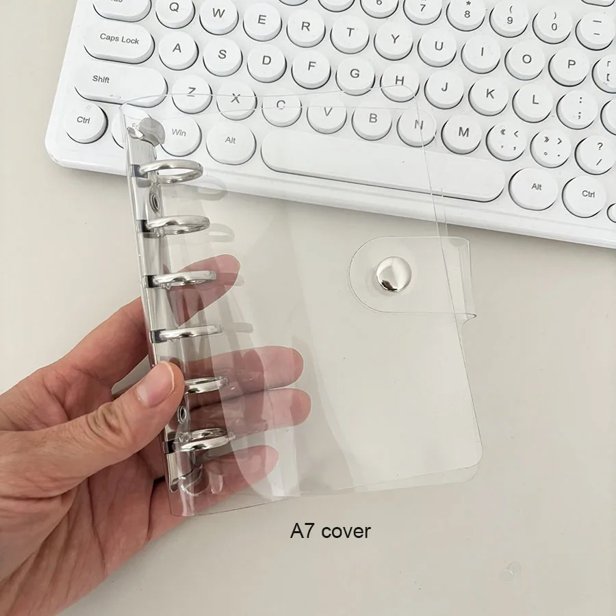 SKYSONIC A5/A6/A7 Clear Binder Cover, 6 Holes Loose Leaf PVC Notebook Case, DIY Journal Diary Book