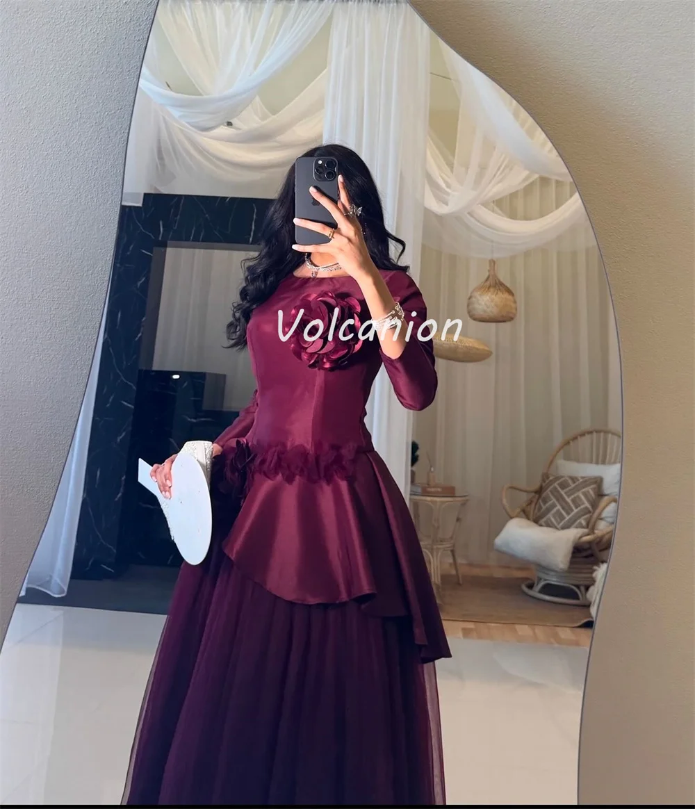 Customized Retro Exquisite Charmeuse Handmade Flower Ruffle Pleat Ball Gown O-Neck Ankle Length Dresses Bespoke Occasion Dresses image 5