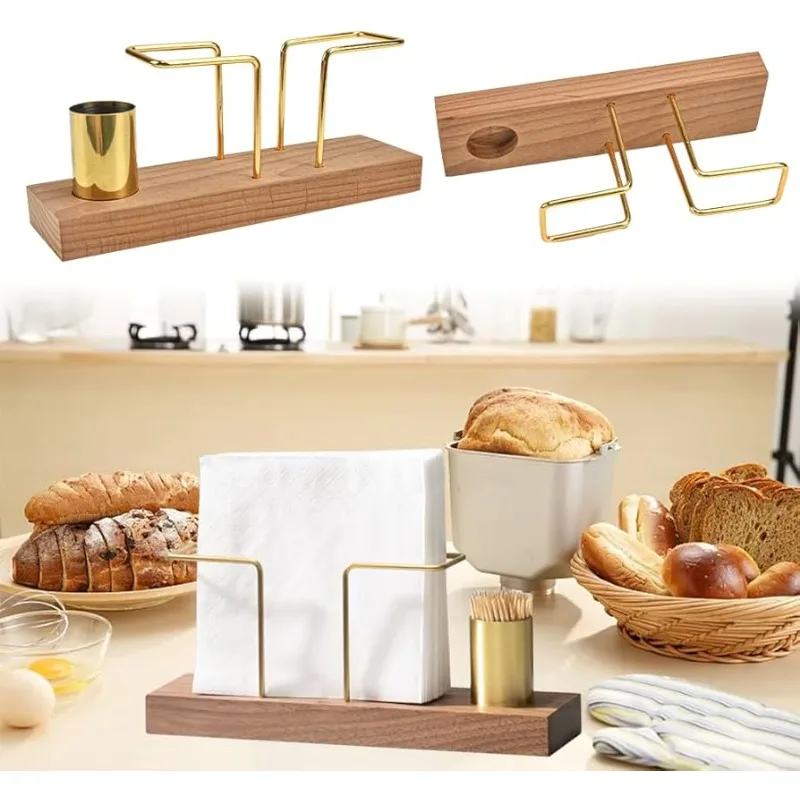 

Premium Solid Multifunction Tissue and Napkin Holder Rack with Brass Toothpick Box Vertical Creative Design for Dining Table