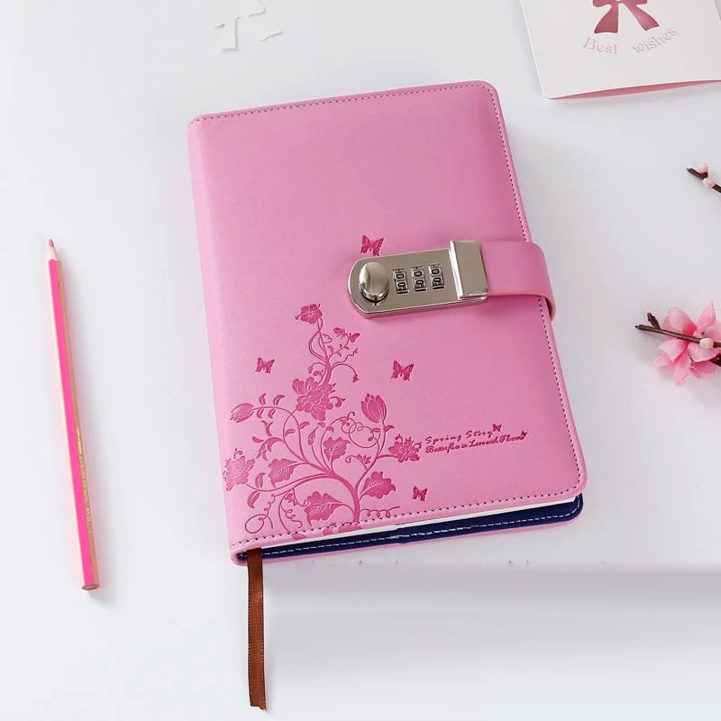 A5 Creative Pu Password Diary Multi-function Locked Notepad Stationery Notebooks Student Supplies Children Gifts