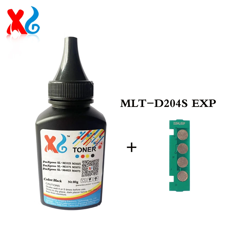 MLT-D204S Toner Powder with Chip For Samsung ProXpress SL-M3325 M3825 M3375 M3875 M4025 M4075 Black Refill Ink Cartridge Chip 3K