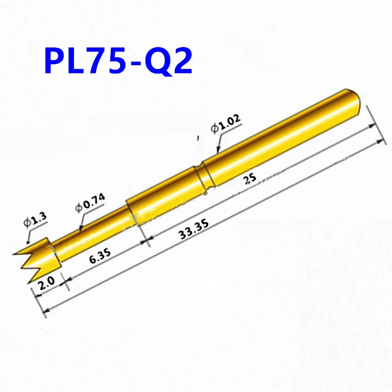 100PCS/package Spring Test Needle PL75-Q2 Four-jaw Plum Blossom Head Outer Diameter 1.02mm Length 33.35mm PCB Probe