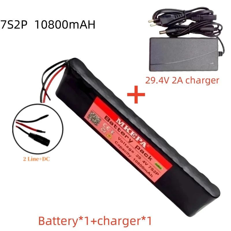 29.4v 10800mah h18650 bateria de íon de lítio 7s2p 29.4v bicicleta elétrica bateria de íon de lítio + 29.4v2a carregador durável e