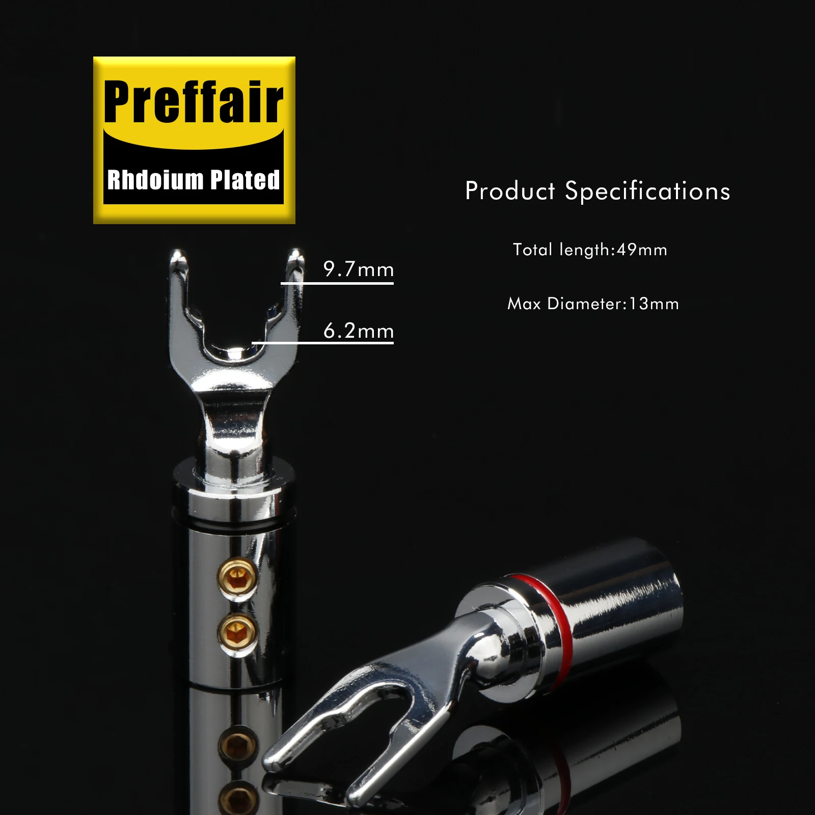 Preffair SY1506R Y Spade Plug Rhodium Plated Speaker Terminal Connector Hi-end Speaker Cable Connector Adapter