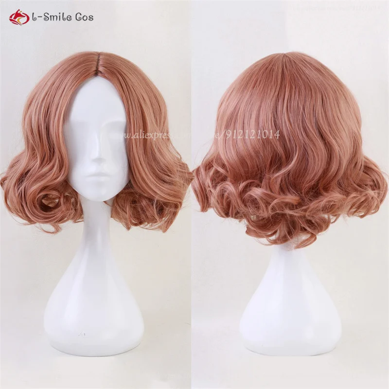 

P5 Haru Okumura Cosplay Wig 40cm Orange Pink Curls Wigs For Women Noir Anime Cosplay Wig Heat Resistant Synthetic Hair Halloween