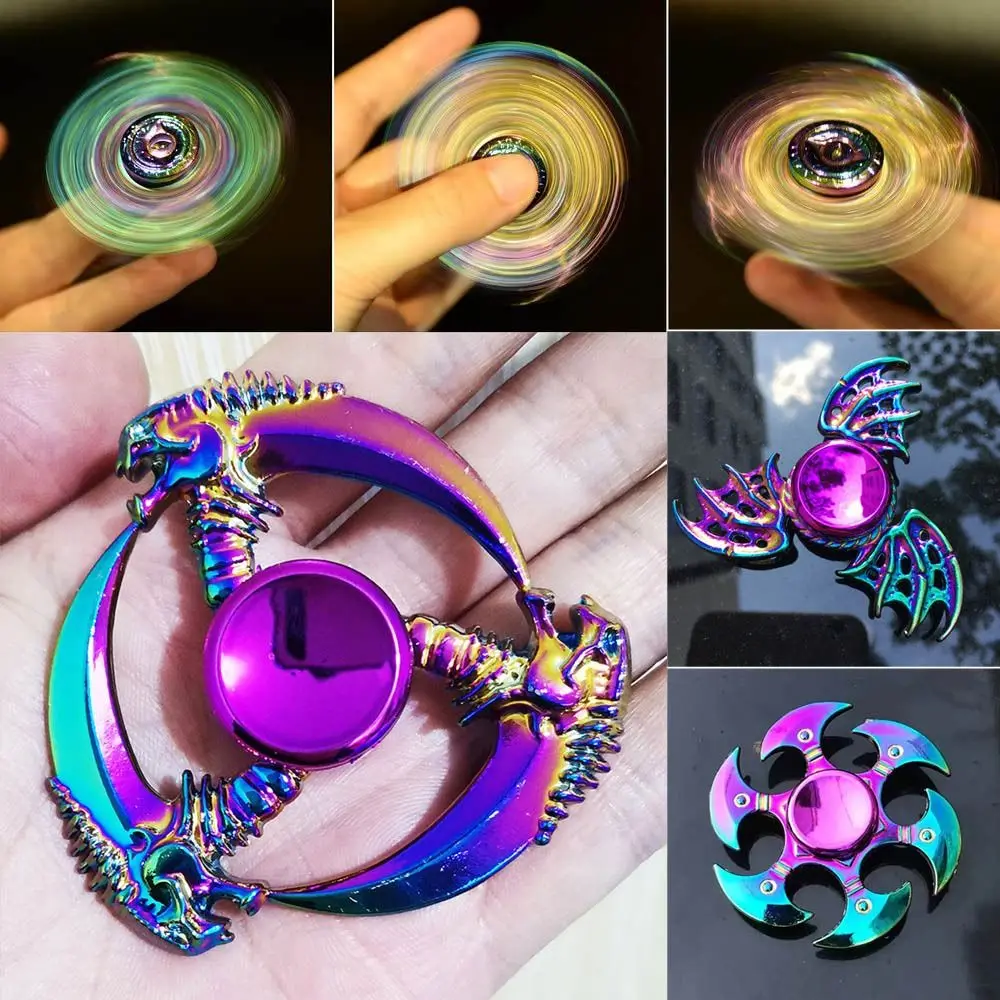 Dragon Wings Hand Spinner Alloy Low Noise Metal Rainbow Finger Spinner Anti-Anxiety Anti Pressure Fingertip Gyro Children Toys