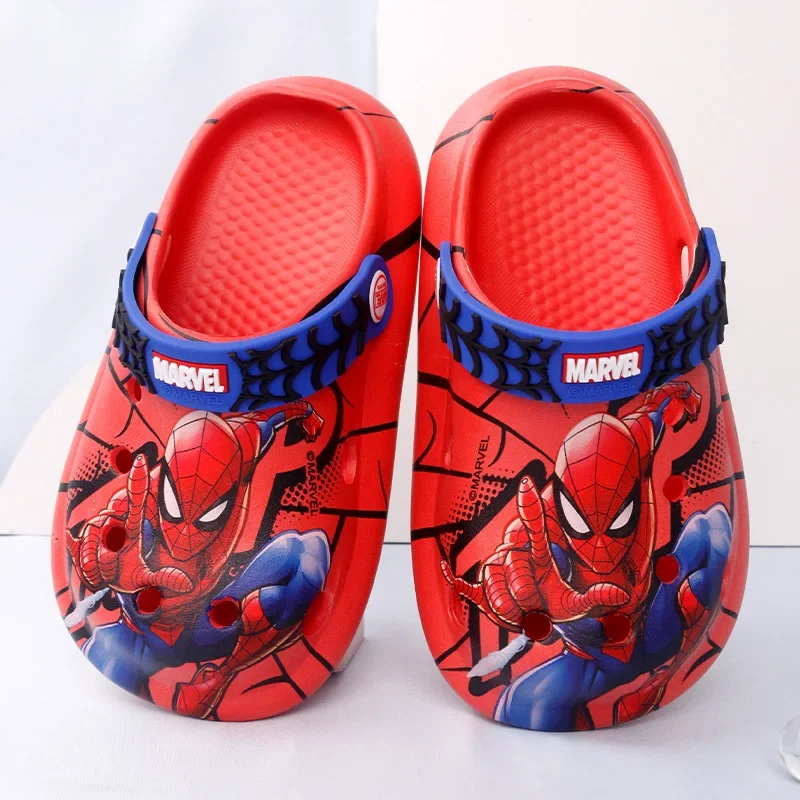 Disney Children's Slippers Garden Shoes Summer Boys Spiderman Slipper Anti-slip Hole Kids Beach Shoes Soft Bottom Home Slipper