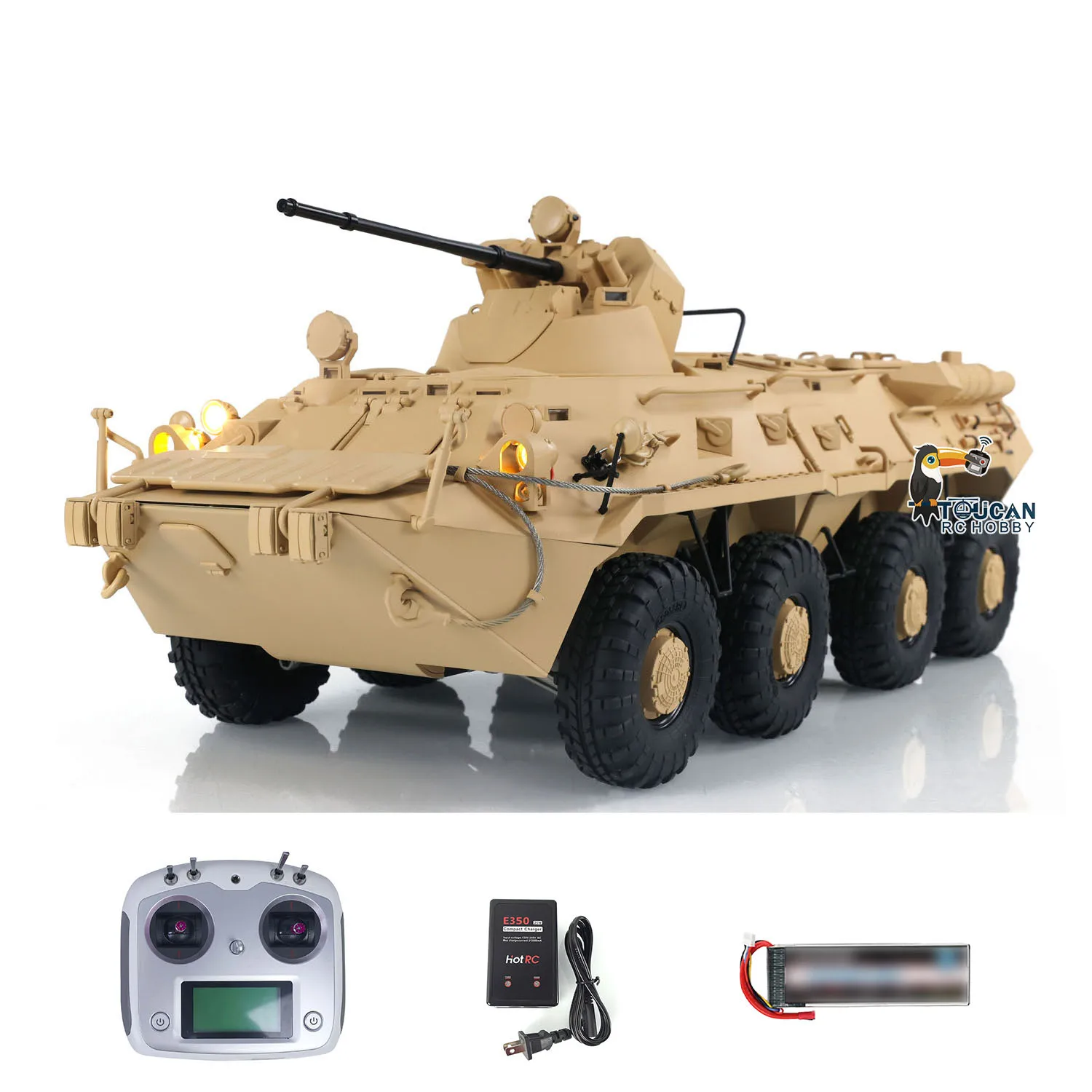 CROSSRC-Véhicule amphibie de transport blindé 1/12 RC, BT8 8X8 RTR, peint, radiocommande, voiture militaire RC, lumière, système sonore, jouets