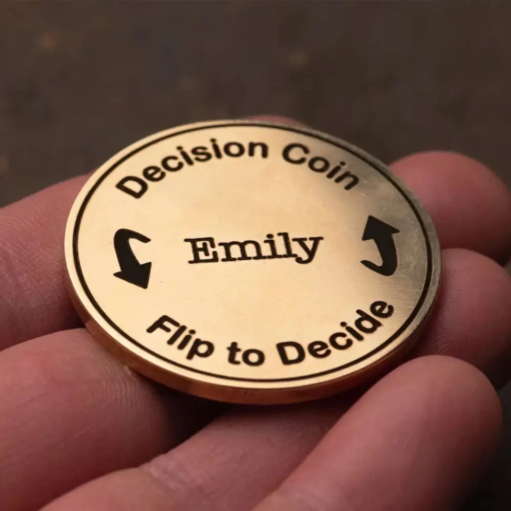 Customized Name Decision Coin 40mm Flip Coins Gifts to Her His