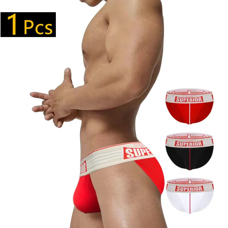 

Sexy Cotton Mens Underwear Male Hight Cuts Breathable Sissy Bikini Panties Man Underpants Men's Slip Briefs red black white