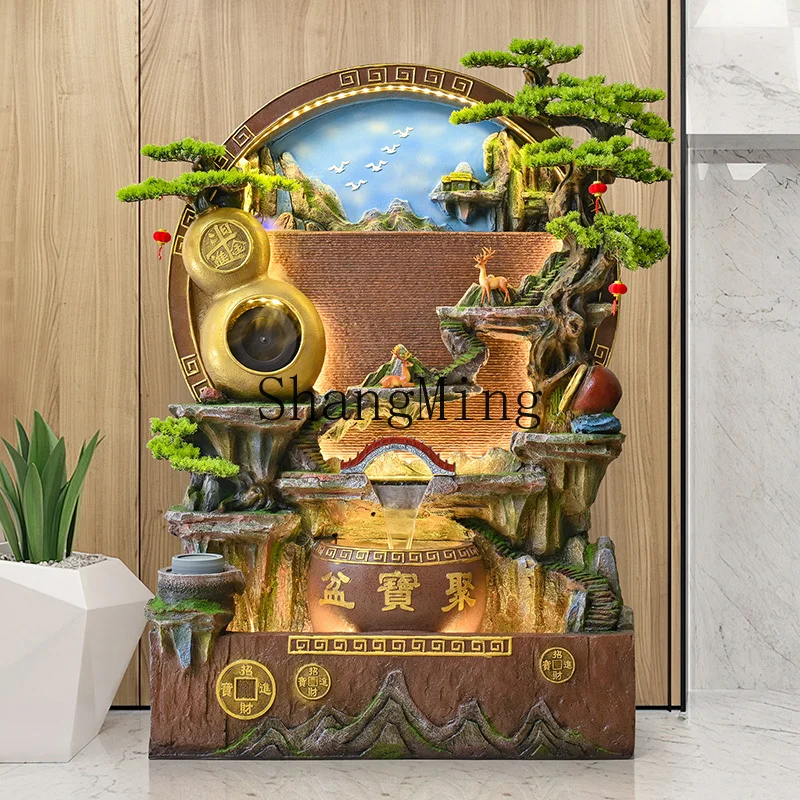 

ZYY Lucky Treasure Feng Shui Wheel Chinese Water Curtain Wall Screen Alpine Fountain Floor Ornament
