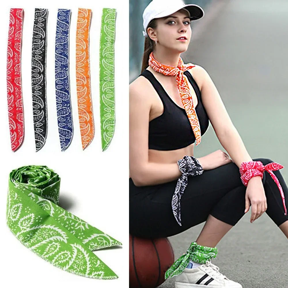 Summer Ice Cooling Scarf Neck Wrap Headband Cooling Bandana Scarf Outdoor Sports Headband Towel Wristband Sun Protection Scarf