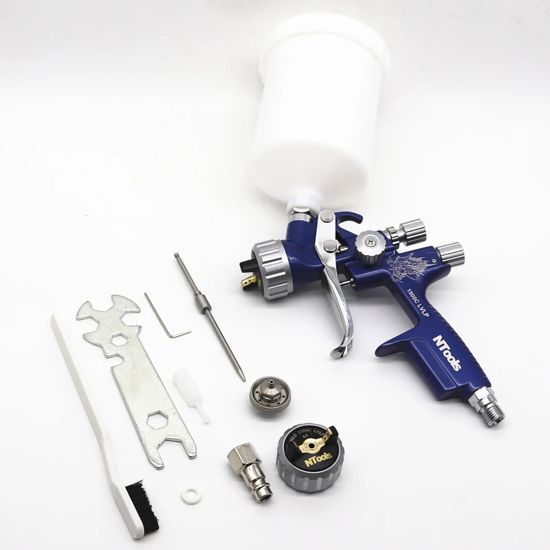 LVLP 1500C SPRAY GUN1.3 With 1.7 spare needle nozzle kit Paint Spray Gun Car Spray Tool Air Spray Gun Professional Spray Gun