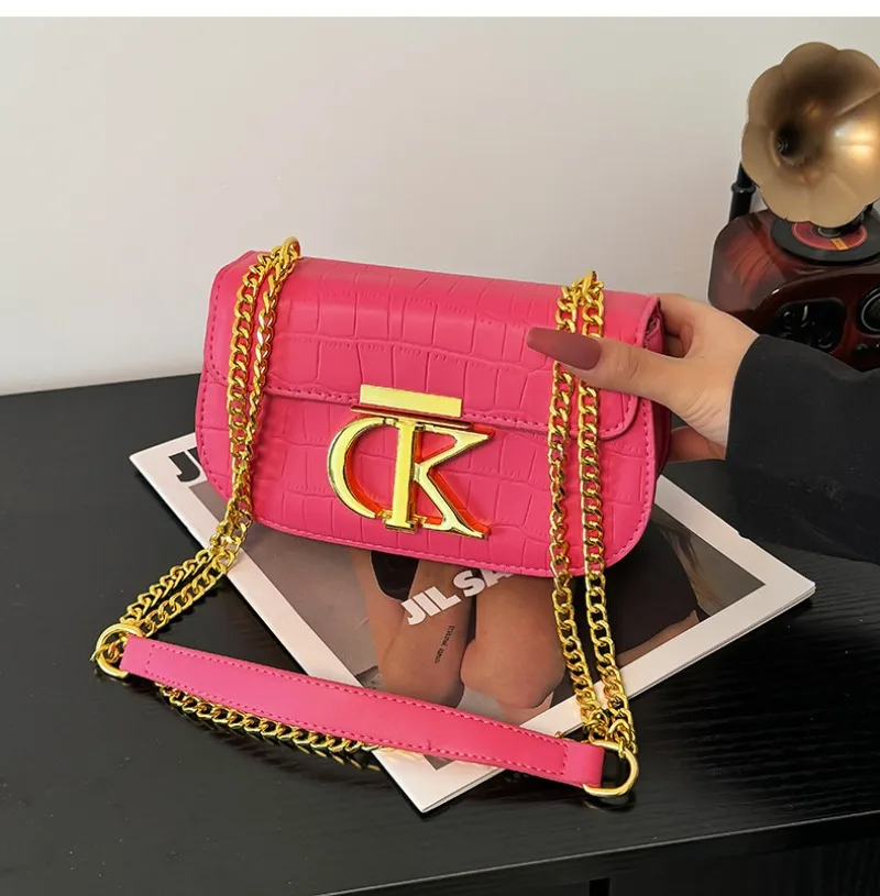 

2025 New Stone Print Saddle Bag Crossbody/Shoulder Chain Purse Multi-Way Wear Mini Bag Stylish Daily Accessory for Women