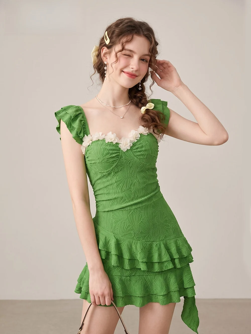 Summer 2026 Women's Halter One-Piece Swimsuit Skirt Style Quick Dry Thermal Spa Slimming  Holiday Style Conservative Style