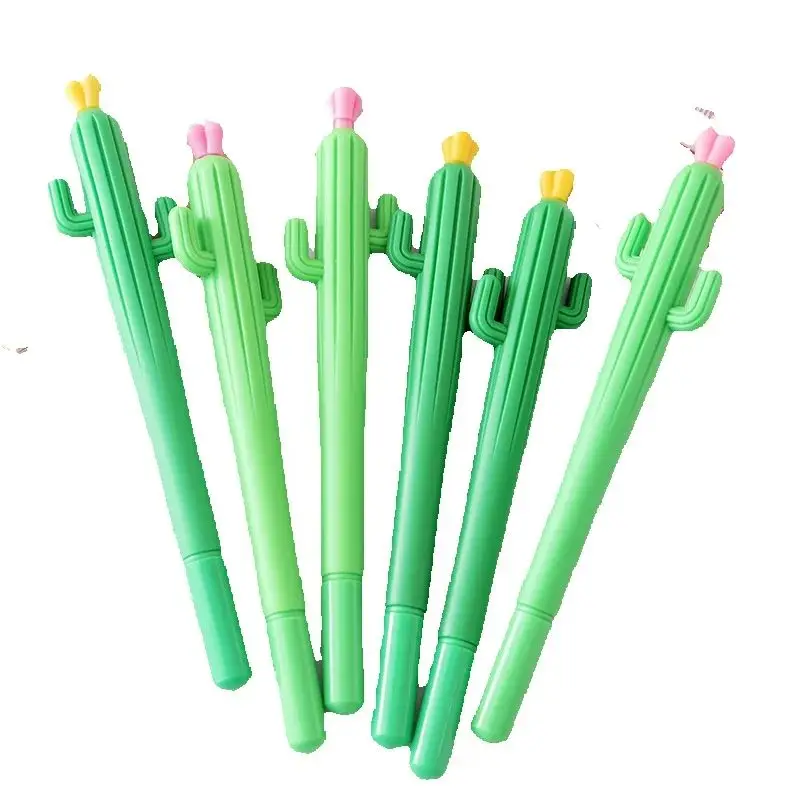 12 pezzi all'ingrosso creativo fioritura cactus styling penna gel creativa studente nero cancelleria penne gel premi e regali all'ingrosso