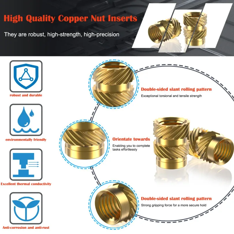 400pcs copper nut boxed copper nut hot melt copper nut knurled nut