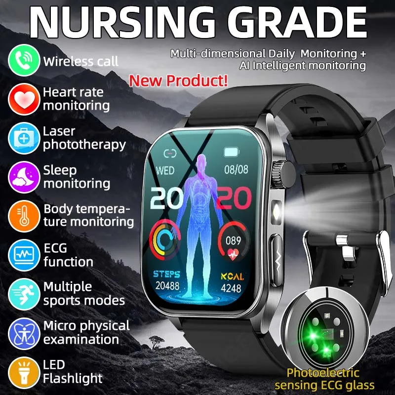 

LIGE Smart Watch 100+ Sports Modes 1.95 Inch HD Screen Wireless Calling IP68 Waterproof Music Control Men Smartwatch Android l0S