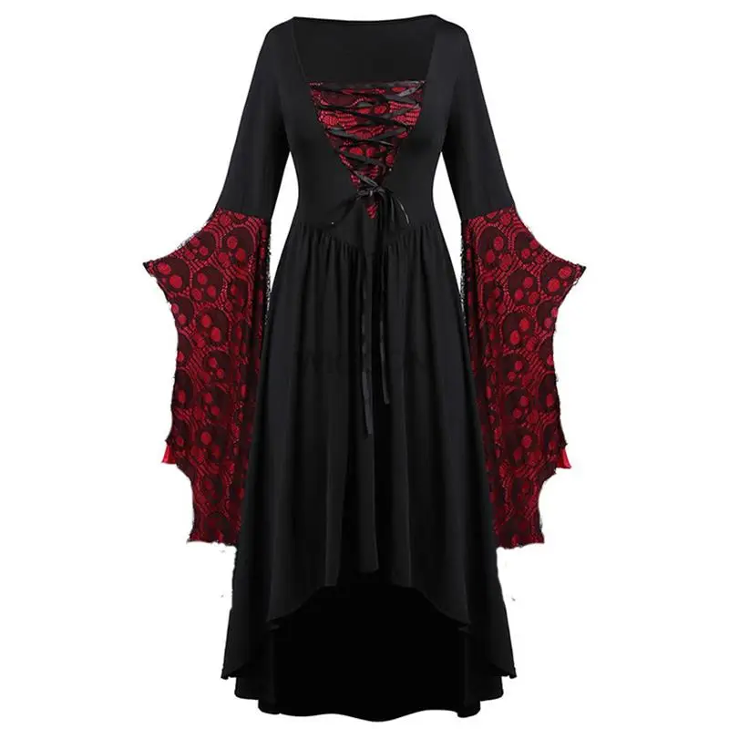 Gothic Vintage Dress Halloween Cosplay Costume Ghost Pumpkin Dresses Medieval Ghost Bride Vampire Clothing Halloween for Women