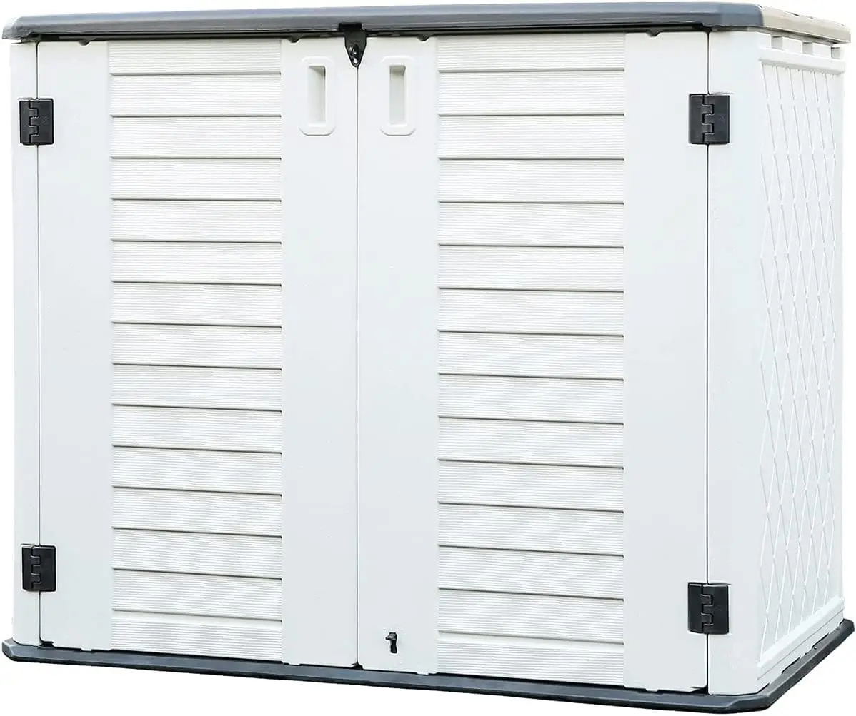 Outdoor Storage Shed - Horizontal Storage Box Waterproof for Garden, Patios, Backyards, Multi-Opening Door for Easy Storage