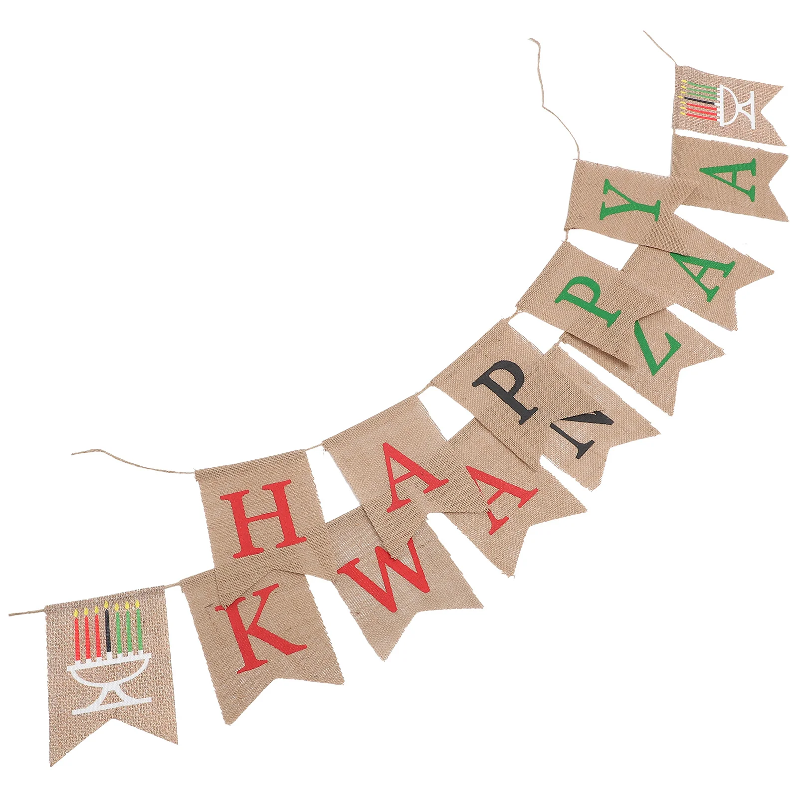 

1Pcs Kwanzaa Banner Decorative Linen Hanging Garland Assorted Supplies Happy Kwanzaa Bunting Decorations