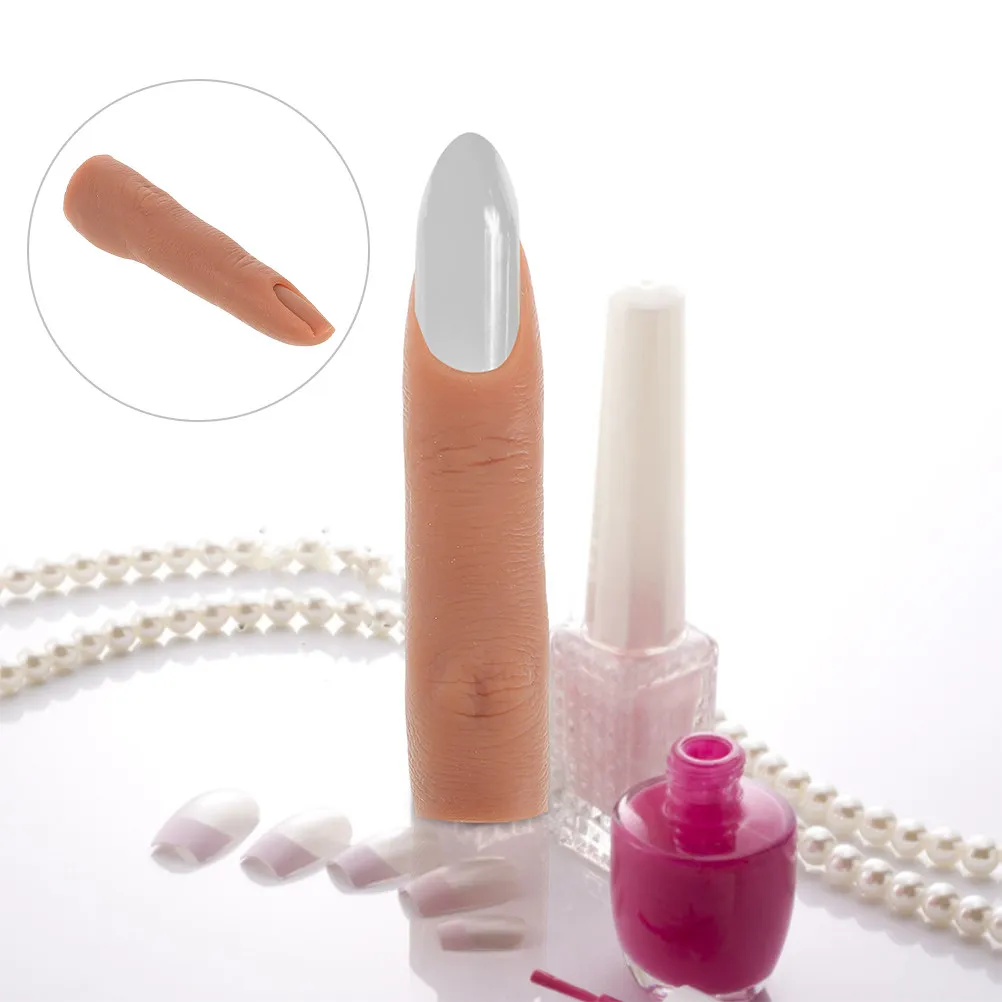 

2 шт. силиконовые тренировочные пальцы для маникюра, реалистичная гладкая поверхность, для начинающих мастеров нейл-арта, гибкий тренажер для рук