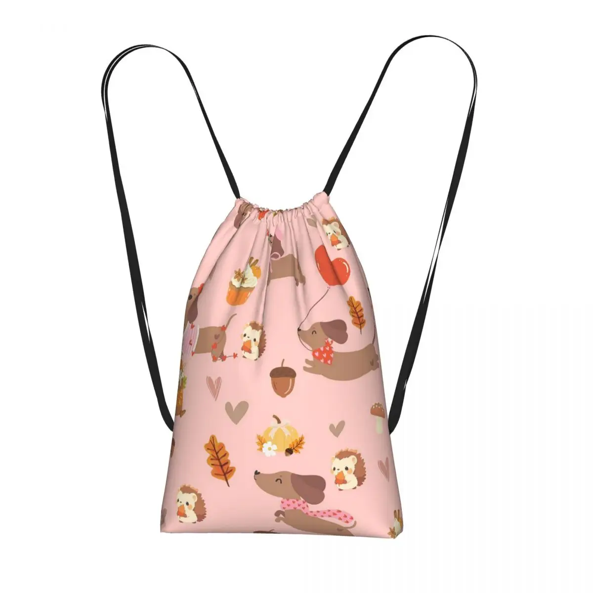 

Cartoon Dachshund Love Pattern Backpacks Fashion Drawstring Bags Shoes Bag Book Bags for Travel School
