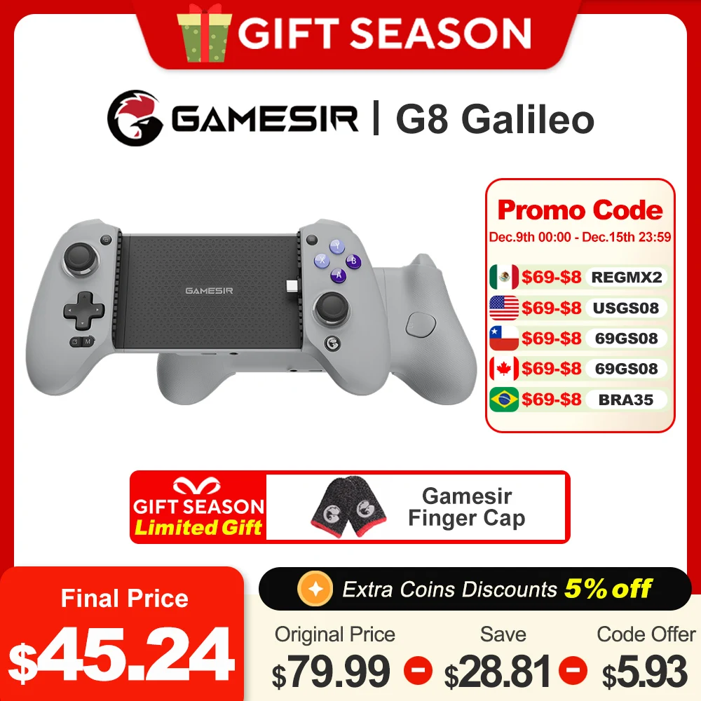Геймпад для мобильного контроллера GameSir G8 Galileo Type C для iPhone серии 15, Android с PS, G-Touch, Android 3, режима переключения