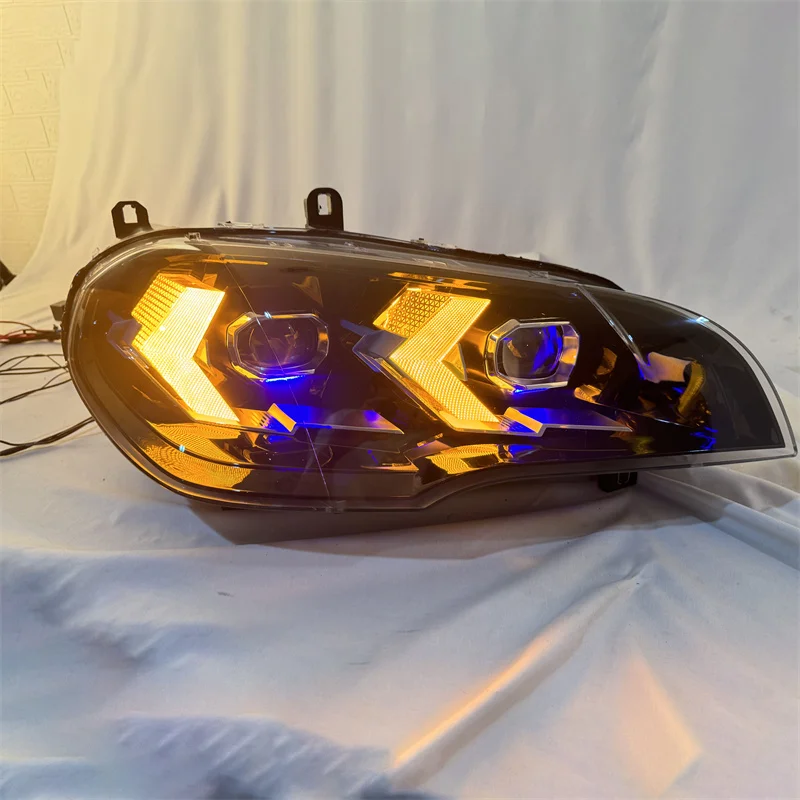 

Для BMW X5 E70 07-13 автомобильные фары в сборе, модифицированные светодиодные линзы, дневные ходовые огни, аксессуар для ближнего света для автомобилей