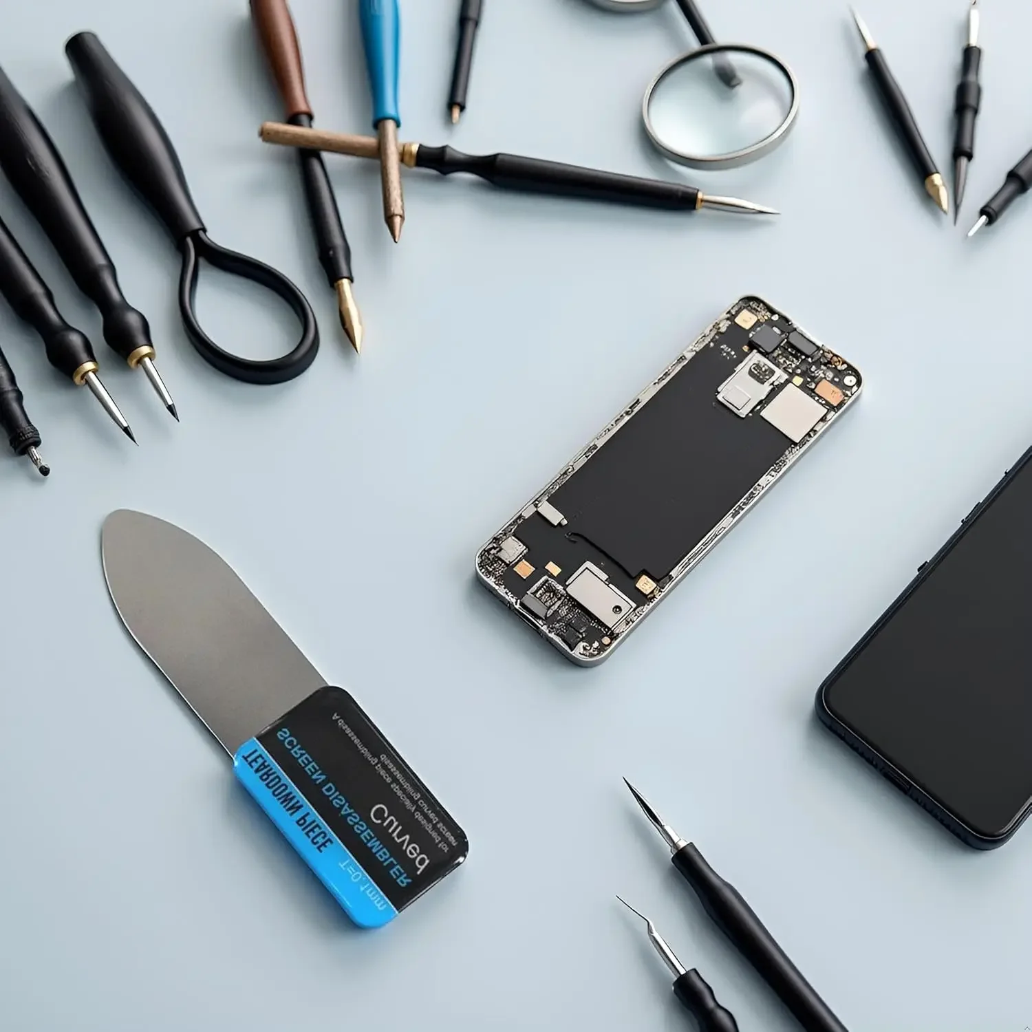 الصلب معدن الهاتف المحمول منحني شاشة LCD Spudger فتح حدق بطاقة أدوات رقيقة جدا مرنة الهاتف المحمول تفكيك أداة #5