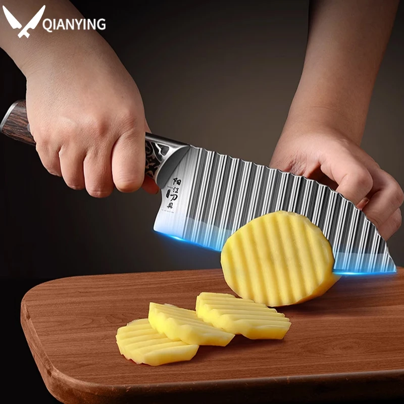 Haushaltsküchen-Küchenmesser, geschärftes Kartoffelmesser, Wellmesser aus Edelstahl zum Schneiden von Rettich-Kartoffeln, gewelltes Spitzenmesser