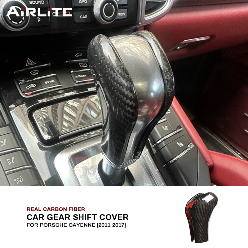 

Real Carbon Fiber For Porsche Cayenne 2011-2017 Car Central Gear Shift Head Cover Trim Sticker Interior Decoration Accessories