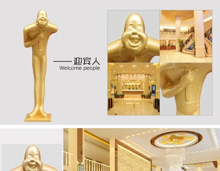 Recruiting Wealth, Welcoming Guests, Sculptures, Bending, Bowing, Saluting Glass Fiber Reinforced Plastic Hotel KTV Decorative