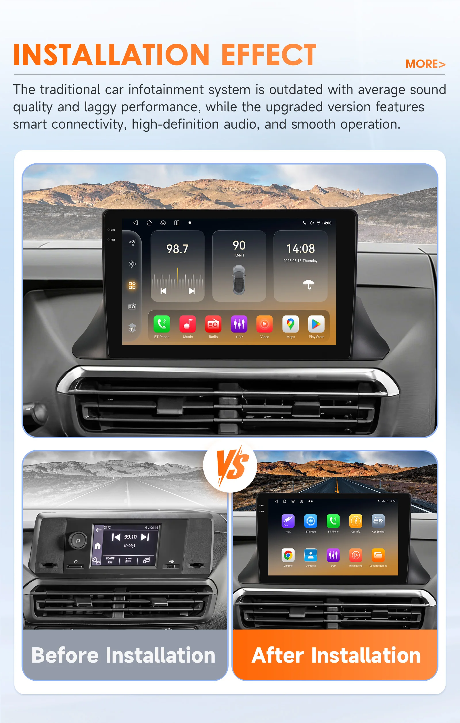 Android 14 For Fiat Scudo/Opel Vivaro/ Citroen Jumpy/ Toyota Proace/Peugeot Traveller/Expert 2024-2026 Carplay Car Stereo Auto