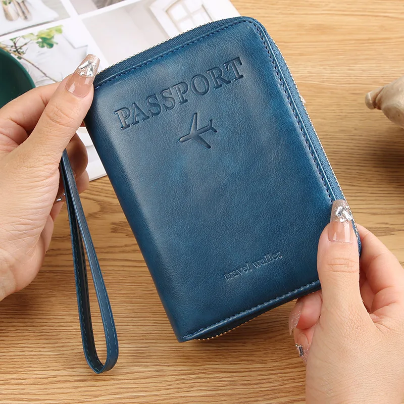 2024 Rfid Blocking Passport Protective Cover ID Credit Card Holder Multifunctional Multi Card Slot Travel Wallet Passport Bag