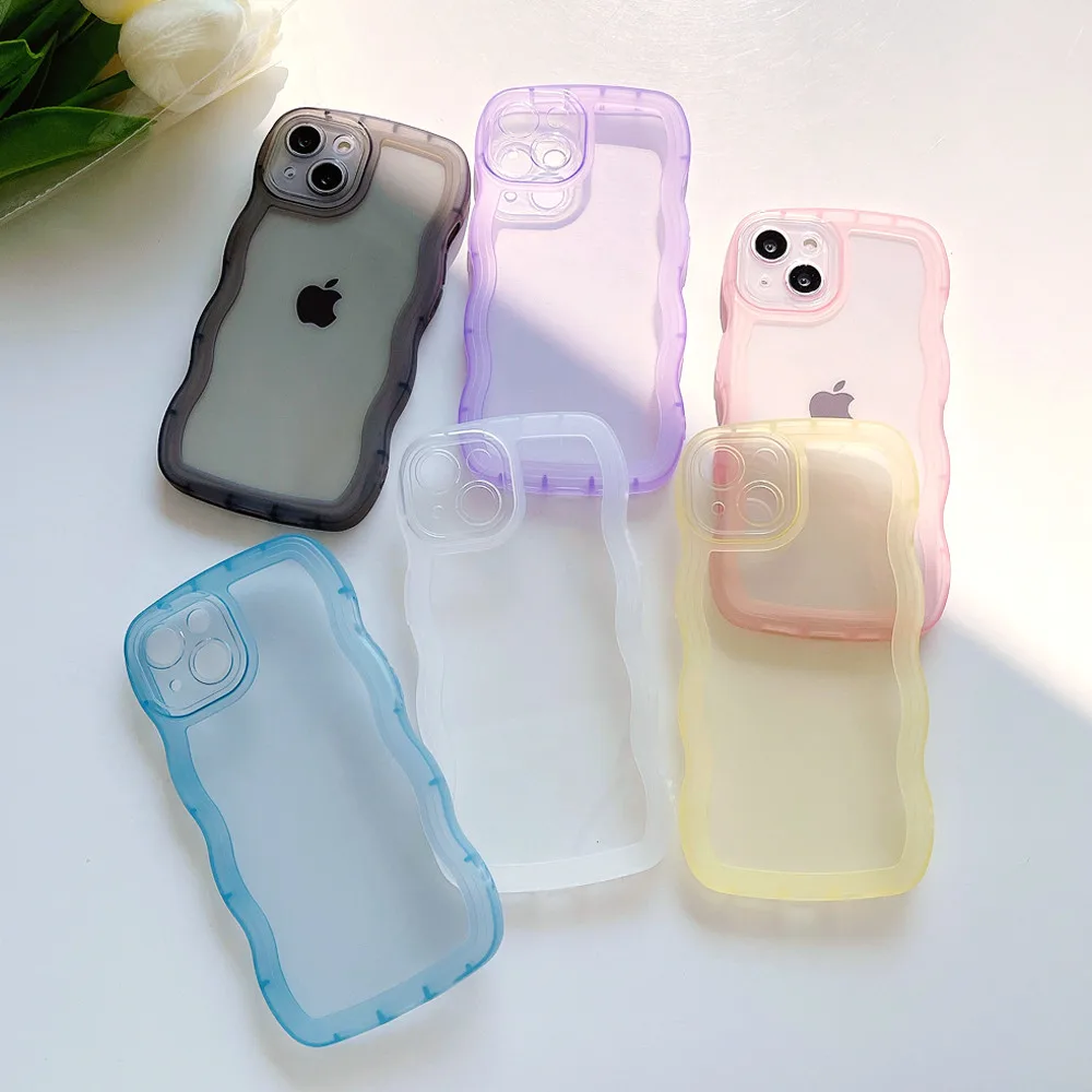 Clear Art Wavy Phone Case For iPhone 15 14 Pro Max X XR 7 8 Plus 13 Pro Max 11 Pro 12 Mini XS Max Silicon Soft Back Cover Capa