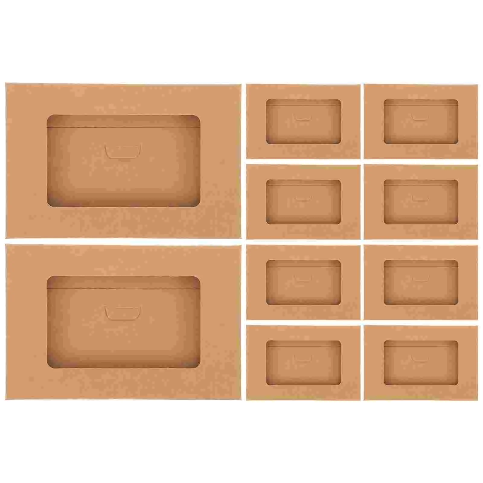 

10 Pcs Window Envelope Box Postcard Packaging Storage Container Case Kraft Paper Boxes