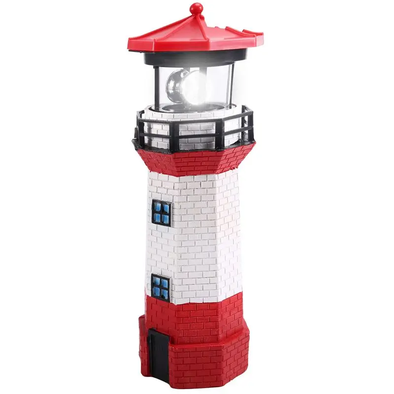 Led Solar Rotating Lighthouse Outdoor Garden Decorative Light Garden Landscape Light Beacon Rotating Light-A00E