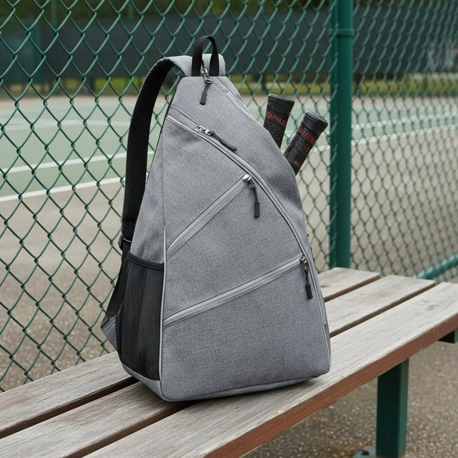 

Badminton Racquet Bag Lightweight Tennis Sling Backpack Tennis Backpack Multi-Carry Badminton Shoulder Bag Zippered Pockets