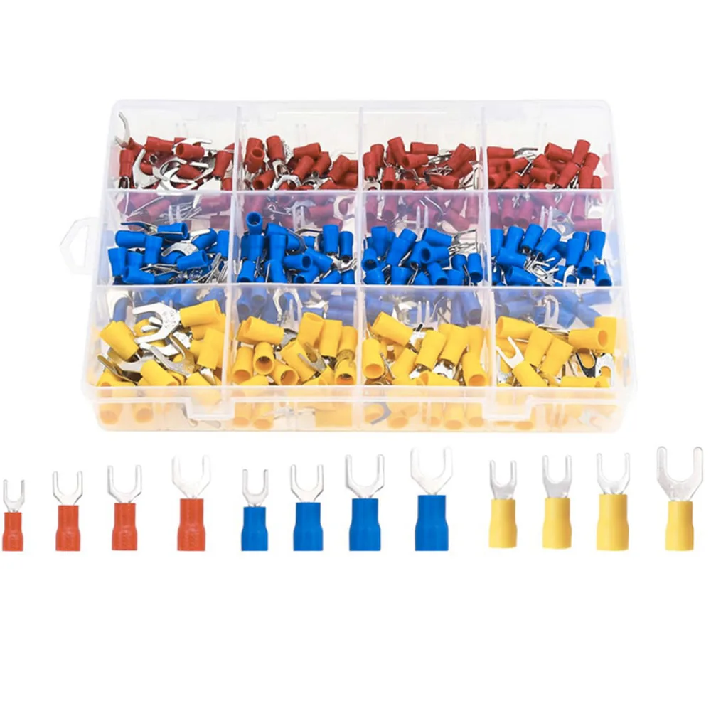 

610 шт. M4/M5/M6/M8 вилочный лопаточный разъем для быстрого сращивания обжимные клеммы изолированные автомобильные разъемы для проводов набор
