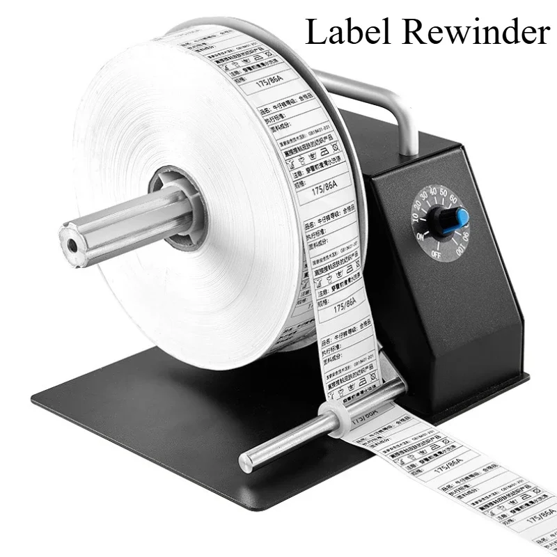 Automatic Label Rewinder Rewinding Machine Speed Adjustable Roller Synchronize with Printer Self-Adhesive Barcode Paper