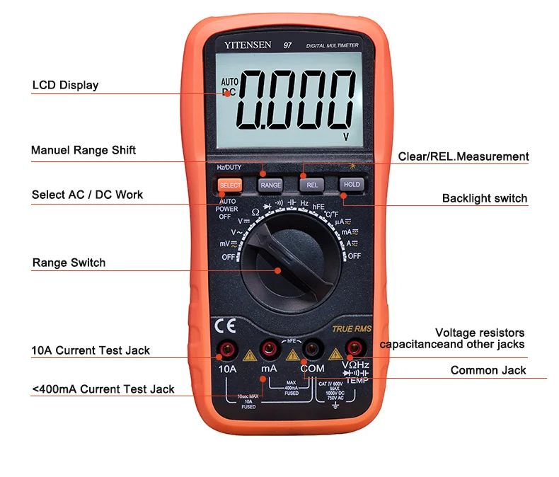 VICTOR VC97 True RMS 3999 display auto range digital Multi-meter capacitance frequency resistance temperature