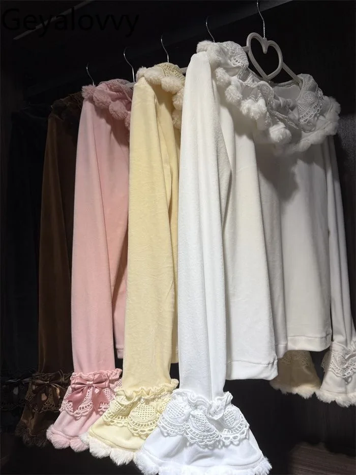 

2026 Spring and Autumn New Lolita Doll Collar Long Sleeve T-shirt Inner Tops Sweet Girls Solid Color Versatile Base Shirt