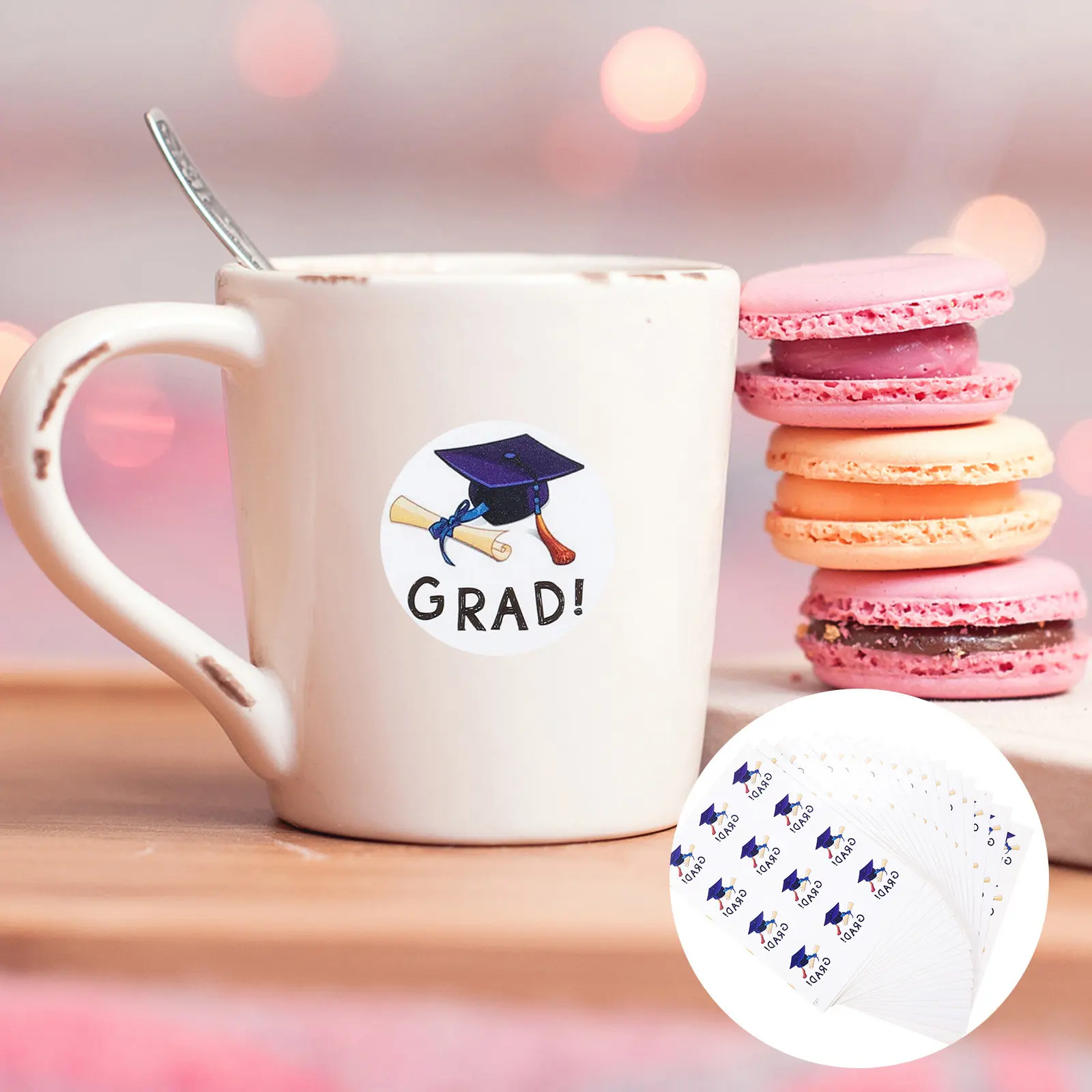 20 Sheets Graduation Sticker Set College Grad Cap Design Strong Adhesion No Residue Easy Peel Off for Envelopes Gift Boxes Candy