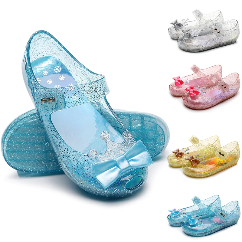 Summer Fancy Girl Shiny Bow Princess Sandals High Quality Children\'s Non-slip and waterproof Soft Comfortable Baby Jelly Shoes